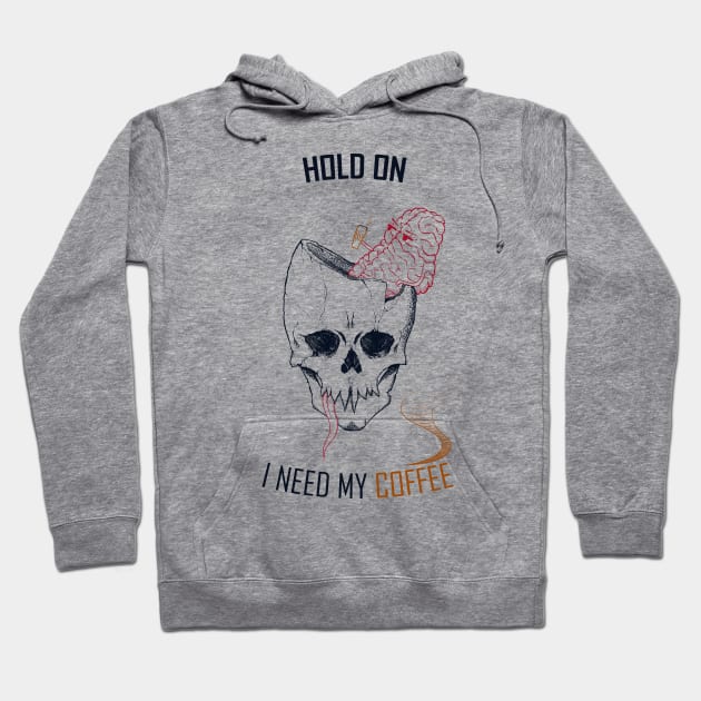 hold on, i need my coffee (line art only version) Hoodie by Ghostlyboo